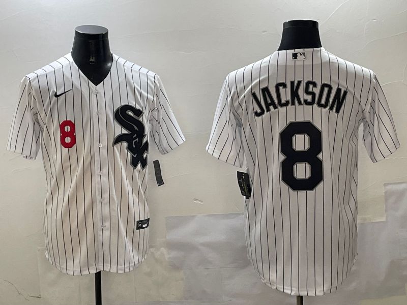 Men Chicago White Sox #8 Jackson White Stripe Game 2025 Nike MLB Jersey style 1->chicago white sox->MLB Jersey